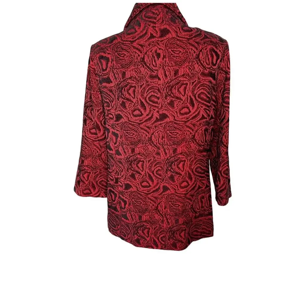 City Girl Nancy Bolen Blazer Jacket Red Black Embroidered Button Size Small -EUC - Picture 5 of 12